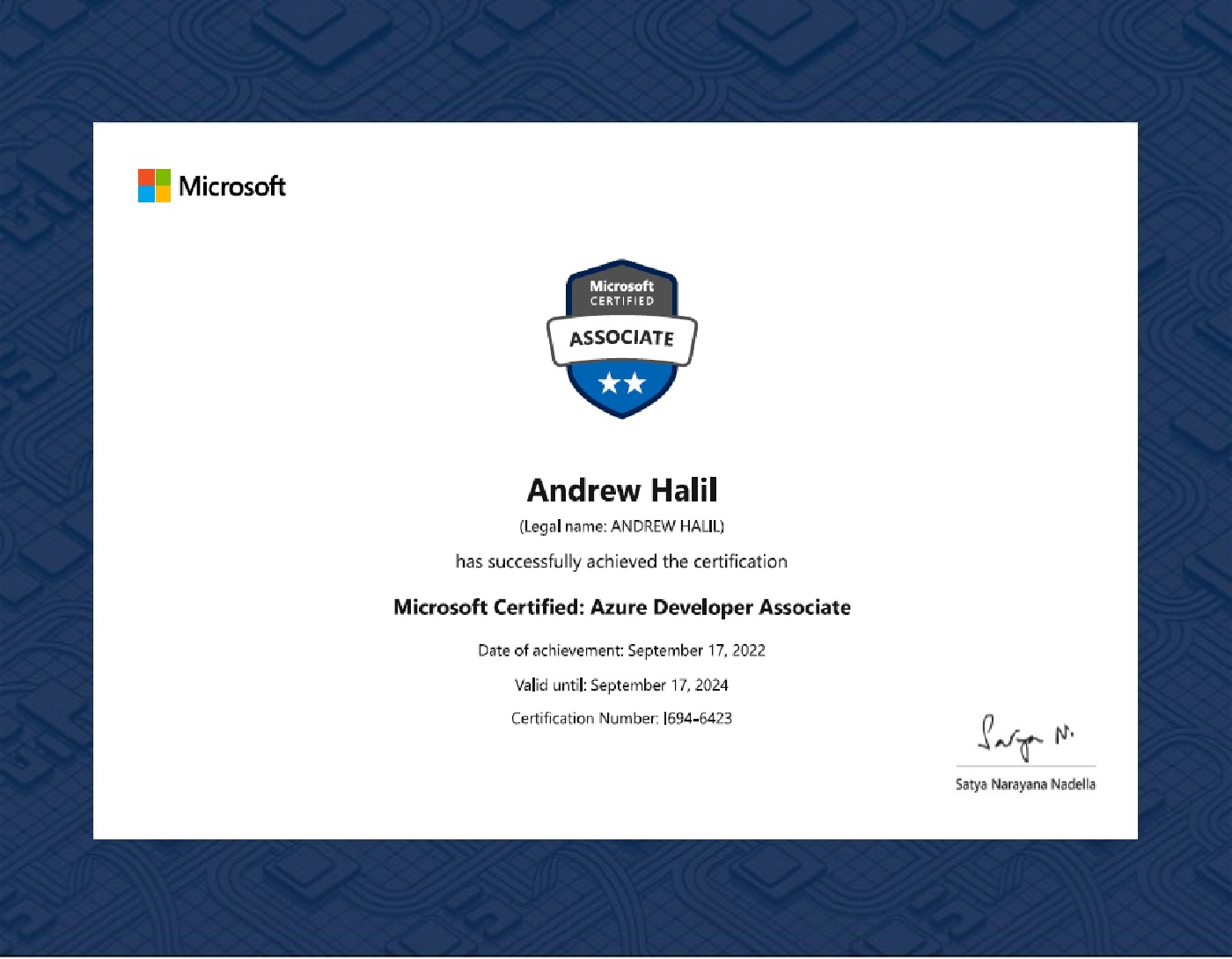 Azure Dev Associate - Certificate (Renewal 2024)